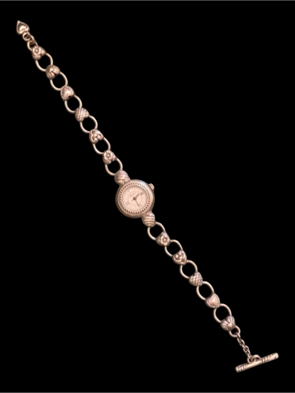 Brighton Vintage Silver Heart & Floral Link Bracelet Watch - New Battery - Picture 12 of 15